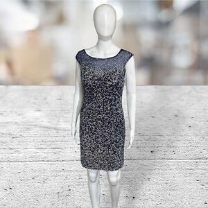 Jovani Fully Beaded Blue Mini Dress